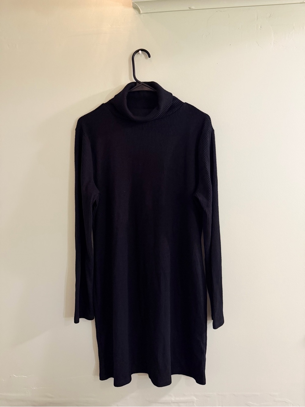 SO Black Ribbed Turtleneck Long-Sleeve Dress